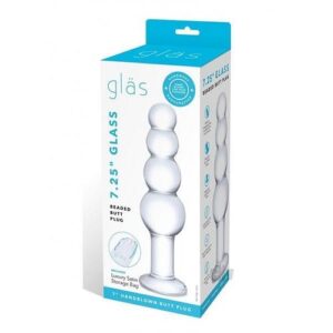 Glass Beaded Butt Plug 7.25 Clear