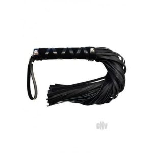 Rouge Short Leather Flogger With Studs Black