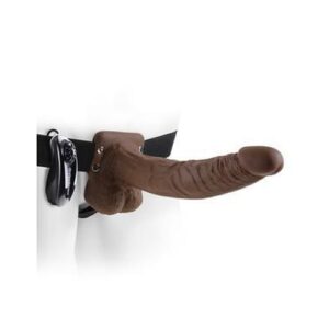 Fetish Fantasy 9 inches Vibrating Hollow Strap On W/Balls -  Brown
