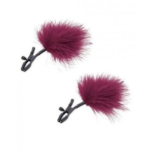 Sex & Mischief Enchanted Feathered Nipple Clamps Red