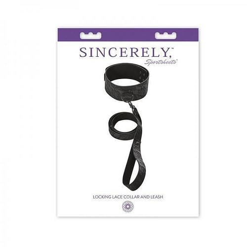 Sincerely Locking Lace Collar & Leash Black - Image 2