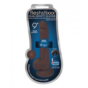 Fleshstixxx 9in Silicone Dildo W/ Balls Chocolate