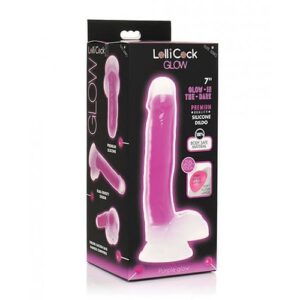 Curve Toys Lollicock 7" Glow In The Dark Silicone Dildo W/balls - Purple