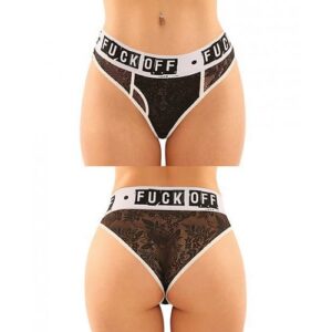 Vibes Buddy Fuck Off Lace Boy Brief & Lace Thong Black L/xl