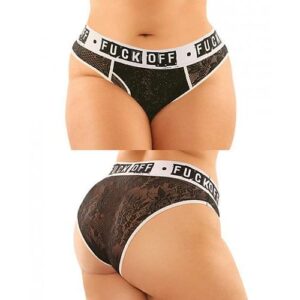 Vibes Buddy Fuck Off Lace Boy Brief & Lace Thong Black Qn
