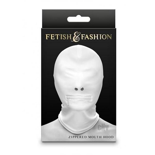 Fetish Fashon Zippered Mouth Hood Wht