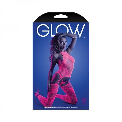Glow Captivating Bodystocking Set Neon Pink O/s - Image 2