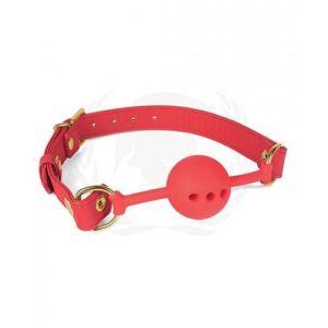 Spartacus Silicone Ball Gag W/red Pu Straps - 46 Mm