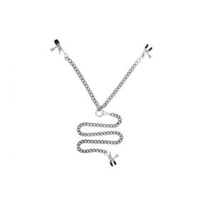 Y Style Adjustable Broad Tip Nipple Clamps With Clit Clamp Silver