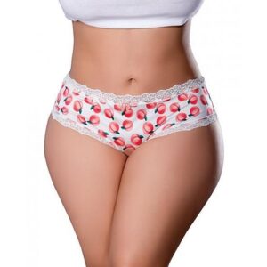 Sweet Treats Crotchless Boy Short W/wicked Sensual Care Peach Lube - White Qn