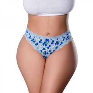 Sweet Treats Crotchless Thong W/wicked Sensual Care Blueberry Lube - Blue Qn