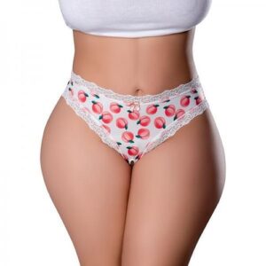 Sweet Treats Crotchless Thong W/wicked Sensual Care Peach Lube - White Qn
