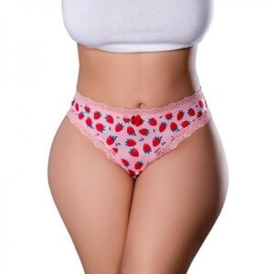 Sweet Treats Crotchless Thong W/wicked Sensual Care Strawberry Lube - Pink Qn