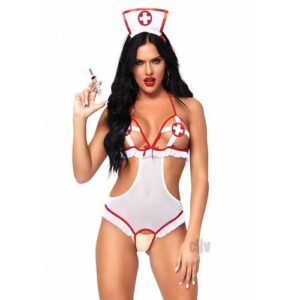 Naughty Nurse 2pc Os White/red
