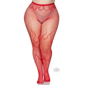 Flame Net Tights 1x/2x Red