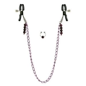 Nipple Clamps- Purple Chain with Navel Ring