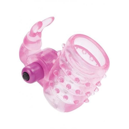 Basic Essentials Stretchy Bunny Enhancer Vibrating Pink - Image 2
