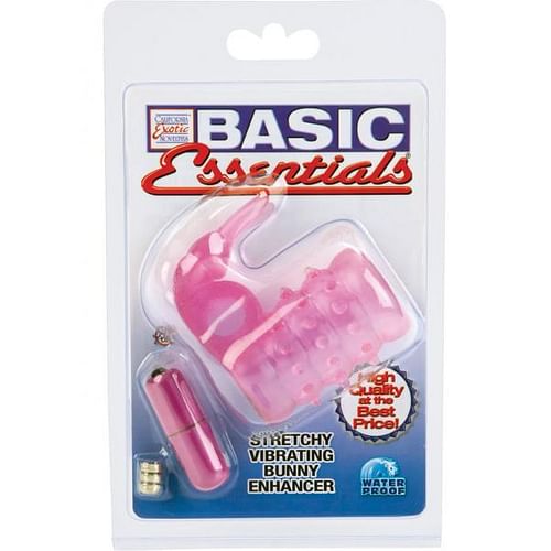 Basic Essentials Stretchy Bunny Enhancer Vibrating Pink - Image 3