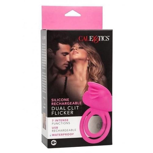 Dual Clit Flicker Enhancer Vibrating Cock Ring Pink - Image 3