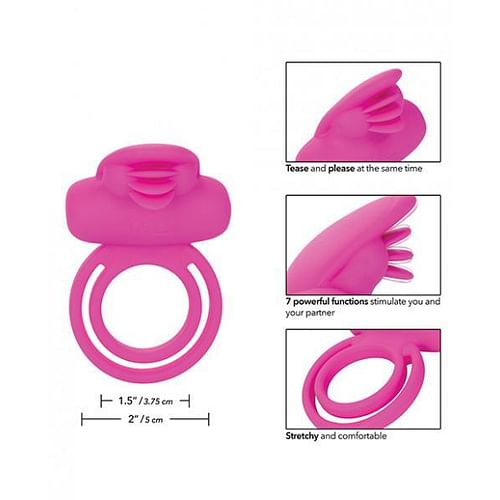 Dual Clit Flicker Enhancer Vibrating Cock Ring Pink - Image 4
