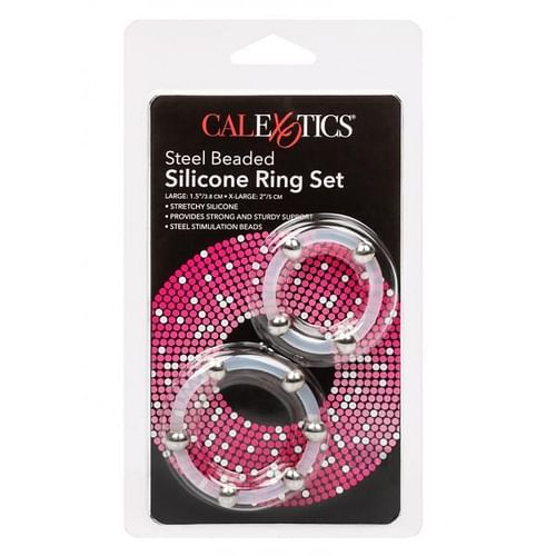 Steel Beaded Silicone Ring Set