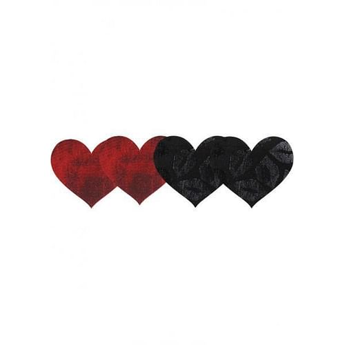 Stolen Kisses Hearts Pasties Red, Black 2 Pack - Image 2