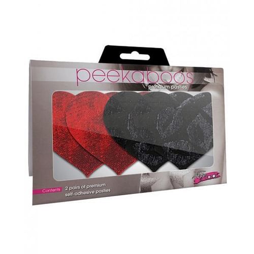 Stolen Kisses Hearts Pasties Red, Black 2 Pack - Image 3