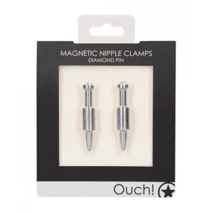 Shots Ouch Diamond Pin Magnetic Nipple Clamps - Silver