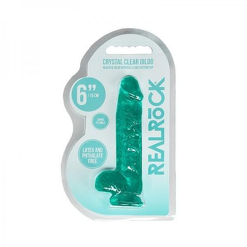 Realrock 6in Realistic Dildo W/ Balls Turquoise - Image 2