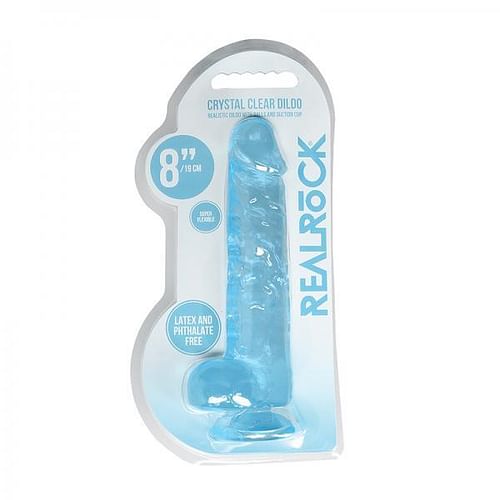 Realrock 8in Realistic Dildo W/ Balls Blue - Image 2