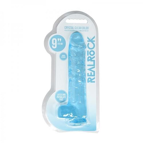 Realrock 9in Realistic Dildo W/ Balls Blue - Image 2