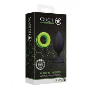 Shots Ouch Butt Plug W/cock Ring - Glow In The Dark
