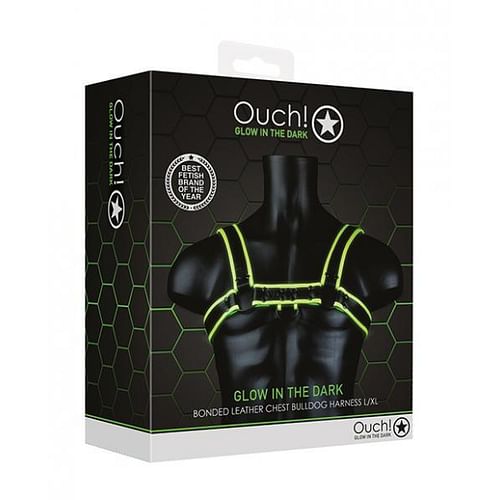Shots Ouch Chest Bulldog Harness - Glow In The Dark L/xl