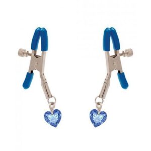 I'll Never Let Go Nipple Clamps Blue Heart Charms