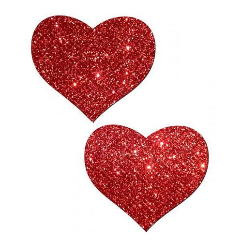 Heart Red Glitter Pasties O/S
