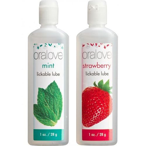Oralove Delicious Duo Lickable Strawberry And Mint Lubes 1 Ounce 2 Each Per Set