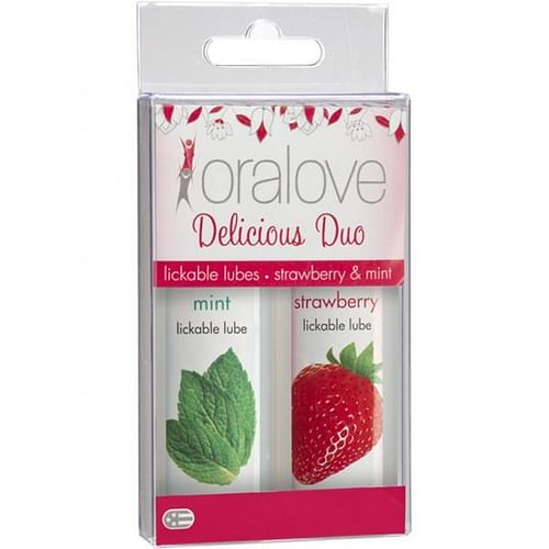 Oralove Delicious Duo Lickable Strawberry And Mint Lubes 1 Ounce 2 Each Per Set - Image 2