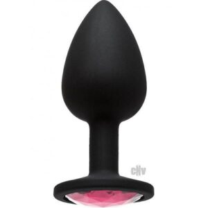 Booty Bling Small Black Plug Pink Stone