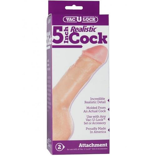 Vac-U-Lock 5 Inch Realistic Dong Beige - Image 3
