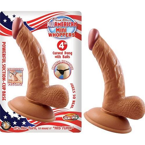 Latin American Mini Whopper 4 inches Curved Dong, Balls Brown - Image 2