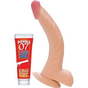 All American Whoppers 8 inches Curved Dong, Balls Beige