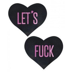 Pastease Let's F*ck Hearts Black O/S Pasties