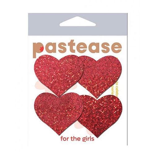 Pastease Premium Petites Glitter Heart - Red O/s Pack Of 2 Pair