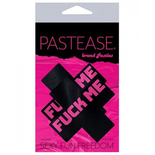 Pastease Liquid Black Cross Pink F*ck Me Pasties - Image 3