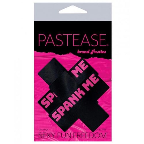 Pastease Liquid Black Cross Pink Spank Me Pasties - Image 2