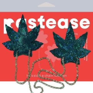 Shattered Glass Disco Ball Weed W Gold Chain Nipple Pasties