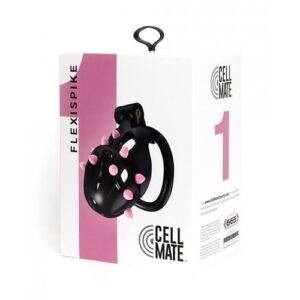 Sport Fucker Cellmate Flexispike Chastity Cage - Size 1 Black/pink