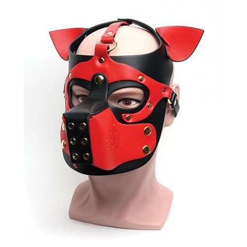 665 Bondage Pup Hood - O/s Black/red
