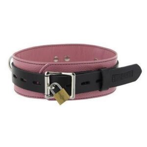 Strict Leather Deluxe Locking Collar - Pink And Black