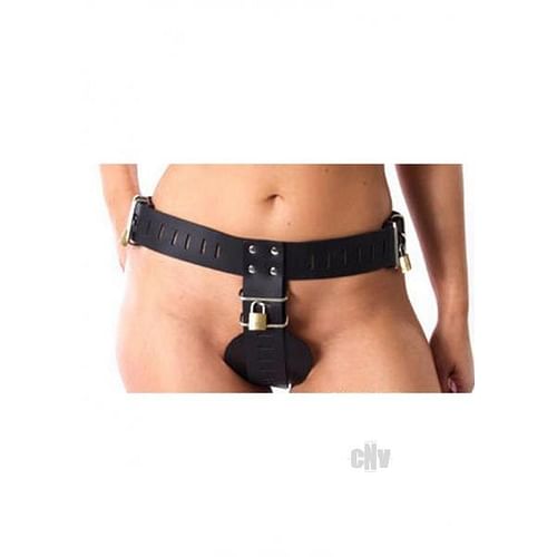 Strict Leather Female Chastity Belt Black - Image 2